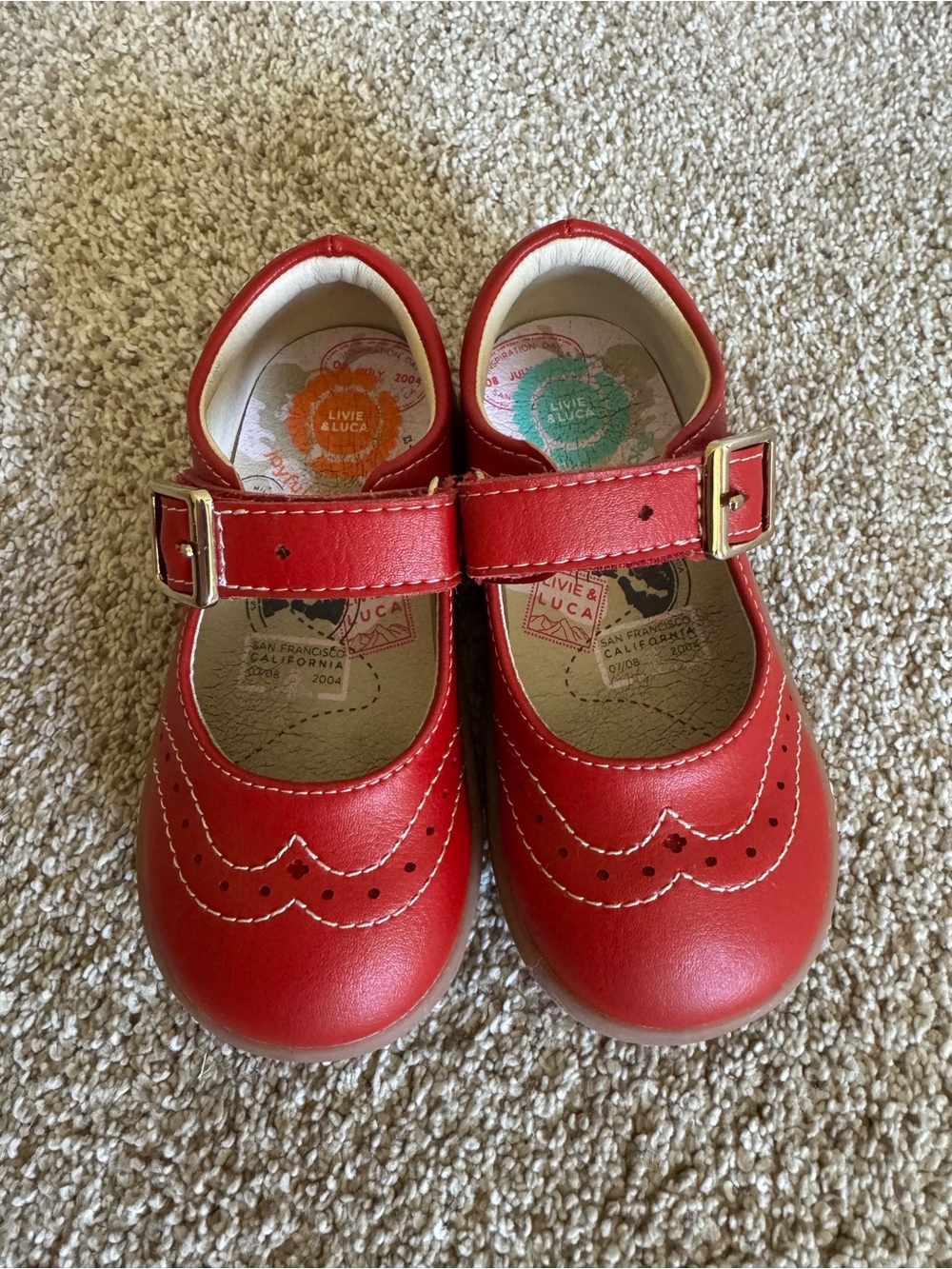 Livie & Luca Red Girls Mary Jane Buckle Shoes